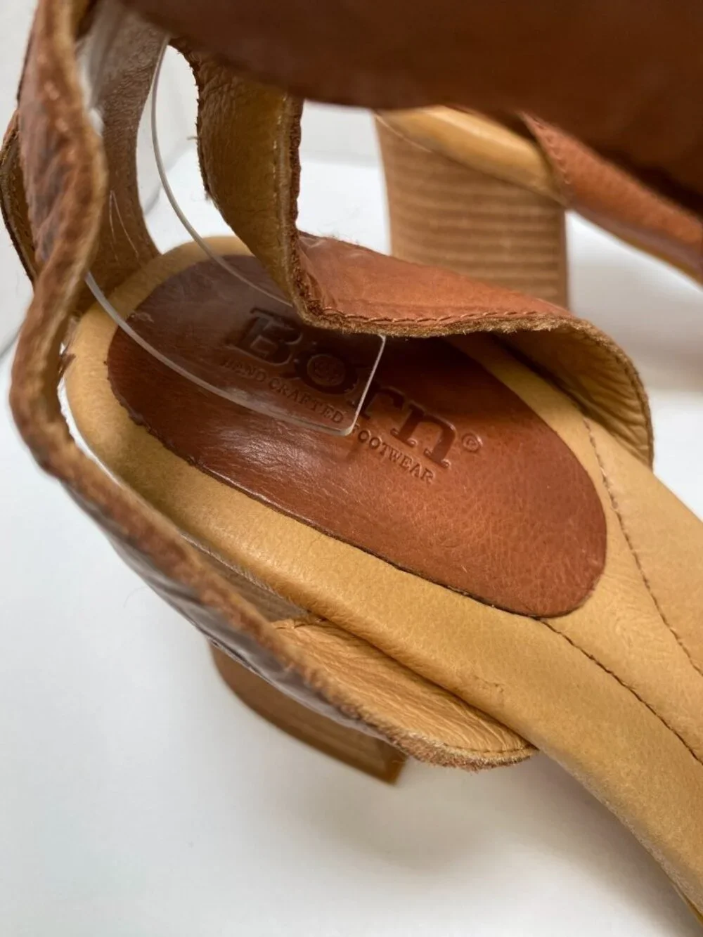 BORN Women's Tahlia Brown Leather Strap Buckle Cushion Heel Sandal Sz 10
